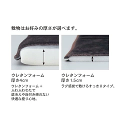 ローソファ ラグ厚さ比較 1.5cmと4cm